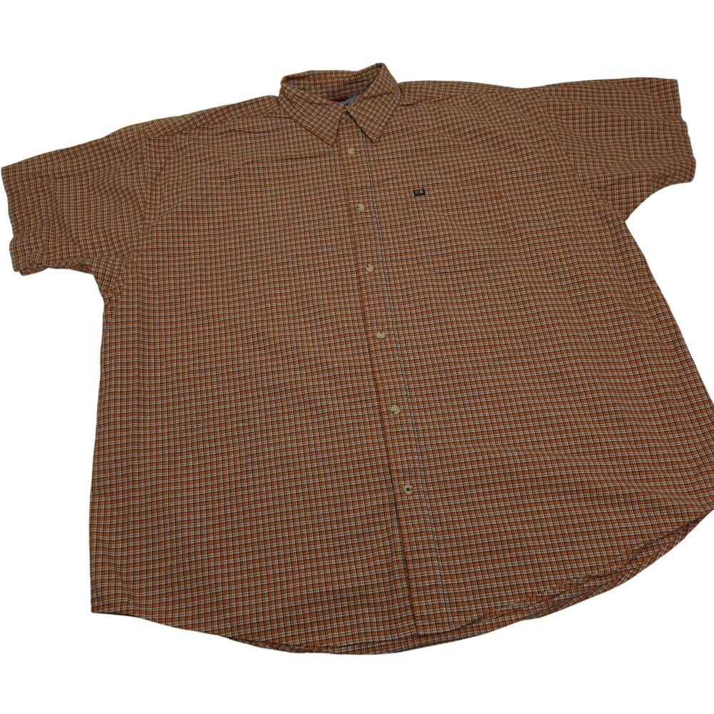 Wrangler Button Up Orange Plaid Shortsleeve Mens Shirt Size 3X Workwear Street